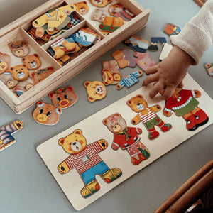 Niedliches Bären Kleidungs Holzpuzzle