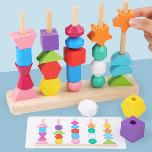 Montessori Farben und Formen Faden Spielzeug aus Holz