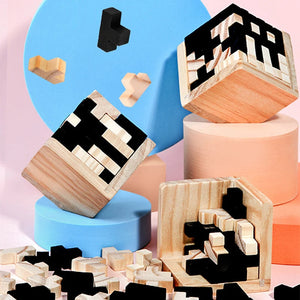 Kinder Tetris Spiel und Lernwürfel aus Holz