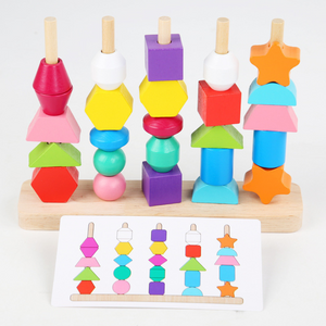 Montessori Farben und Formen Faden Spielzeug aus Holz