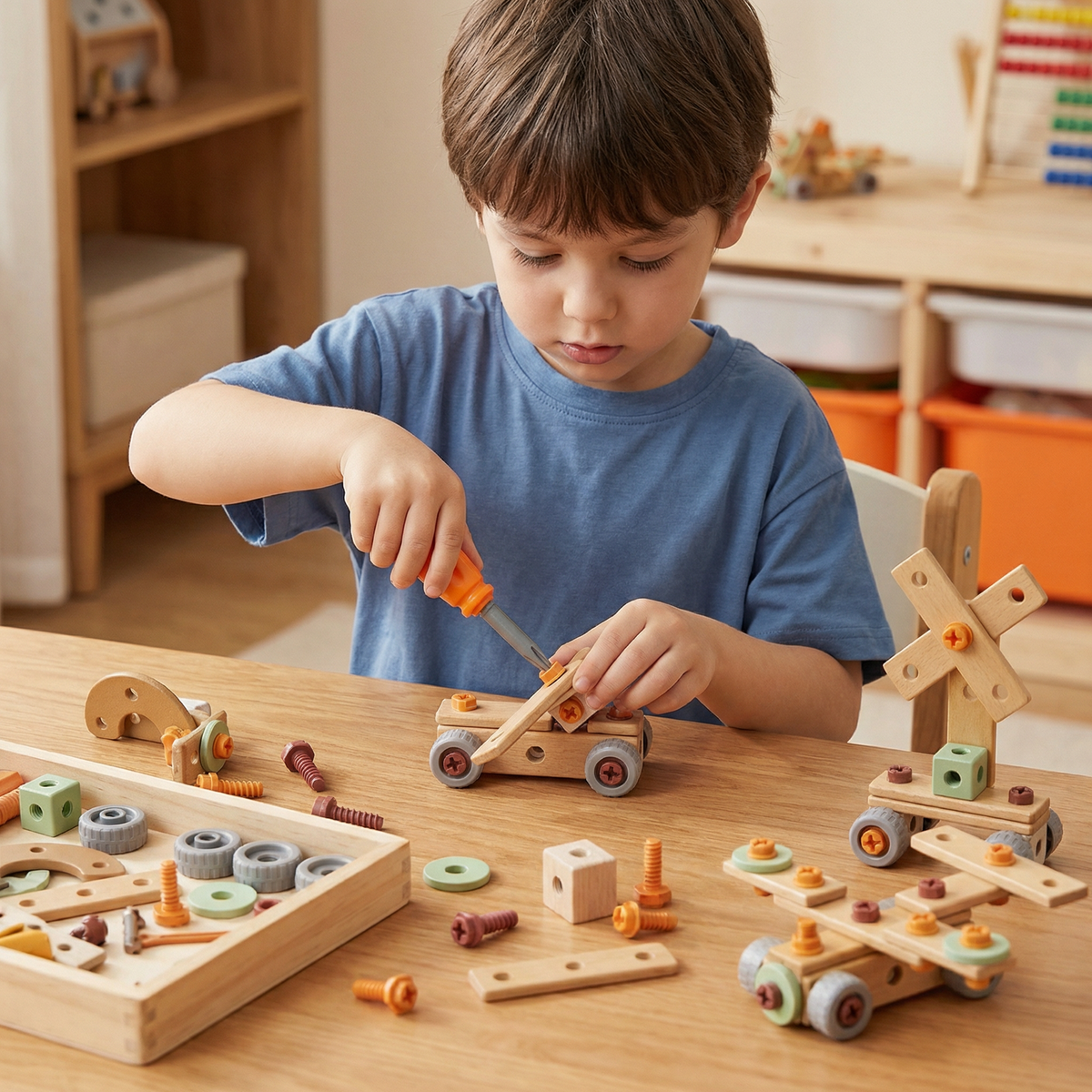Kinder Werkzeug-Set zum Schrauben & Bauen – Lernspiel mit Zubehör