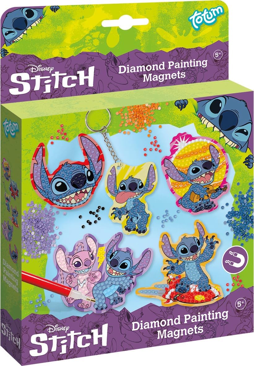 Totum Disney Stitch Diamond Painting Set - 6 Magnets for Crafts for Kids