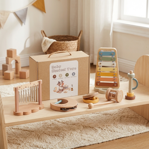 Baby Holz-Klangspiel Set – 6-teiliges sensorisches Musik- & Klangspielzeug