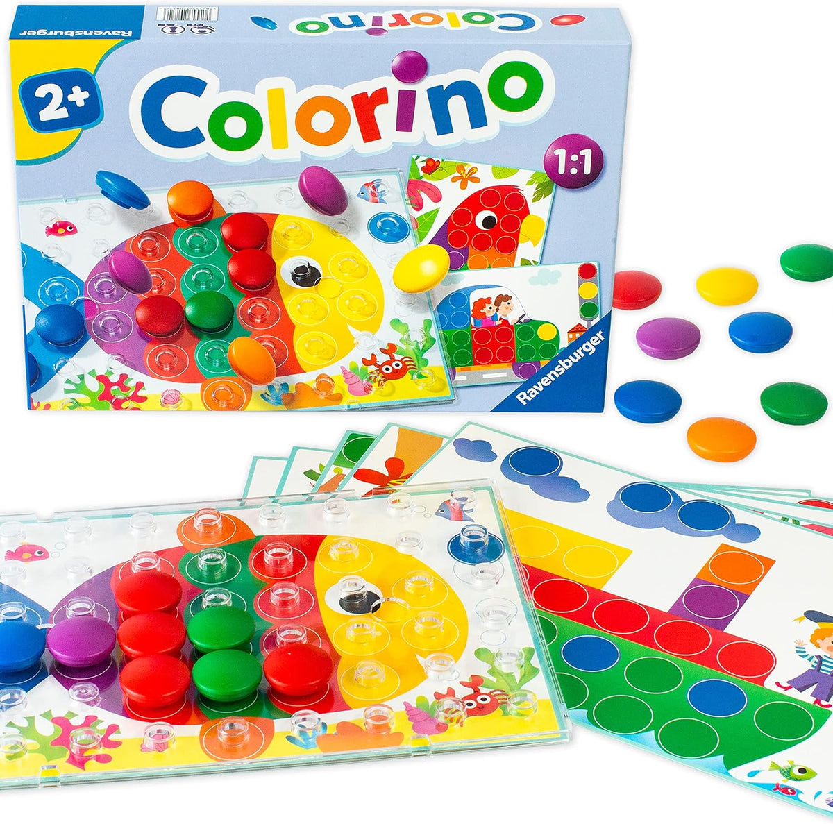 Ravensburger Children's Games, 20832 Colorino Children's Game for Learning to Colour, Mosaics Plug-In Game, Toy for 2 Years and Up
