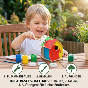 Buntes Vogelhaus Bastel- & Malset für Kinder