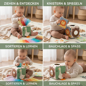 Montessori Baby Sensorik-Tücherbox – Weiches Knister- & Fühlspiel