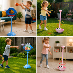 3-in-1-Lern- & Aktivitätsspiel – Ringwurf, Basketball & Klettball