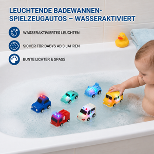Leuchtendes Badewannen-Auto-Set – Wasseraktiviertes Badespielzeug für Babys