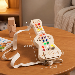 Holz-Busy-Board mit Licht und Sound in Gitarrenform