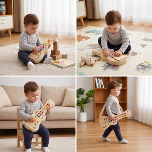 Holz-Busy-Board mit Licht und Sound in Gitarrenform