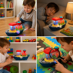 Leuchtendes Zahnradboot – Musikalisches elektrisches Spielzeugboot für Kinder