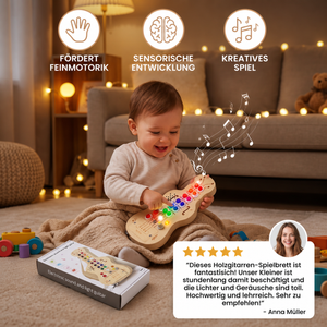 Holz-Busy-Board mit Licht und Sound in Gitarrenform