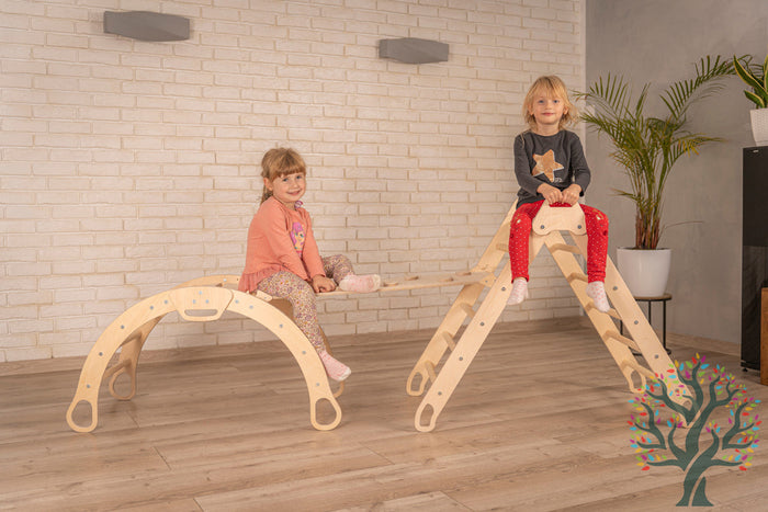 Kletter-Set 3in1 (Large) - Klappbarer Kletterbogen, Rutsche, Kletterdreieck - Spaß und Abenteuer für Kinder ab 2 Jahren - Förderung der Motorik
