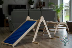Kletter-Set mit Rollenrutsche 4in1 (Medium) - Wippe, klappbares Dreieck, Klettersteig & Rollrutsche -Förderung der motorischen Fähigkeiten ab 2 Jahren