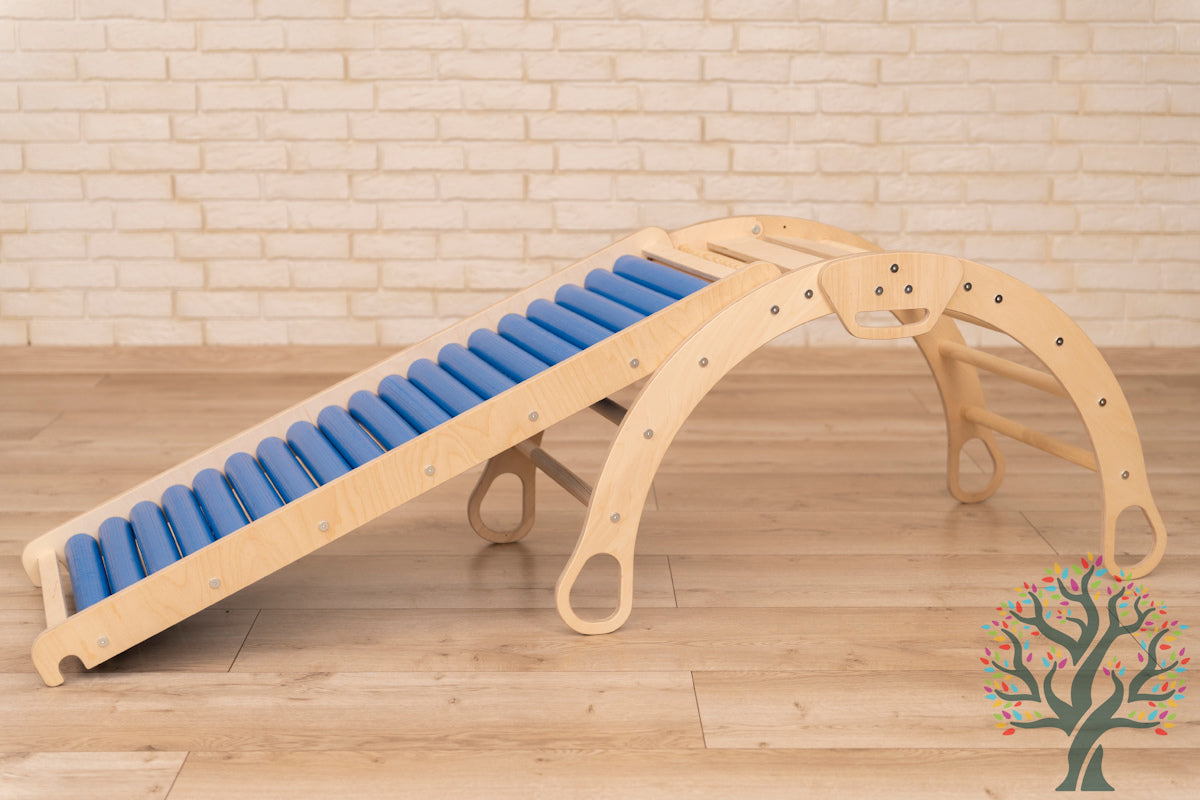 Wippe/Kletterbogen (L) mit Rollenrutsche - Spielspaß für Kinder ab 2 Jahren - Förderung von Motorik und Fitness mit Premium Auflage