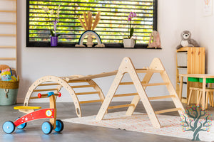 Kletter-Set 3in1 (Medium) - Wippe, klappbares Dreieck & Klettersteig - Für Kinder ab ca. 2 Jahren - Förderung der Motorik und Kreativität