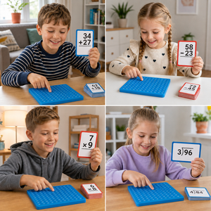 Mathe-Lernkarten-Set mit Rechentafel – Addition, Subtraktion, Multiplikation & Division