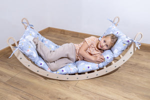 Holzwippe XL 120x50x59 cm – Premium-Auflage, Motorikspielzeug aus Holz