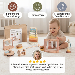 Baby Holz-Klangspiel Set – 6-teiliges sensorisches Musik- & Klangspielzeug