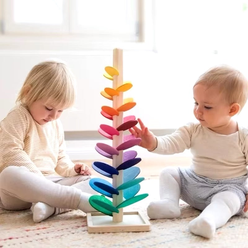 Montessori Regenbogen Murmel Holzturm