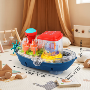 Leuchtendes Zahnradboot – Musikalisches elektrisches Spielzeugboot für Kinder