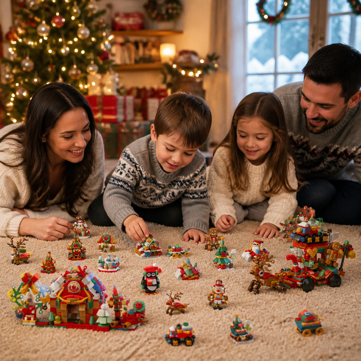 Weihnachtsdorf-Baustein-Adventskalender für Kinder