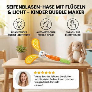 Seifenblasen-Hase mit Flügeln & Licht – Kinder Bubble Maker