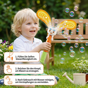 Seifenblasen-Hase mit Flügeln & Licht – Kinder Bubble Maker