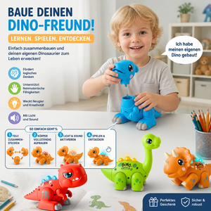 Einfach zusammenbaubares STEM-Dinosaurier-Lernspielzeug mit Licht & Sound