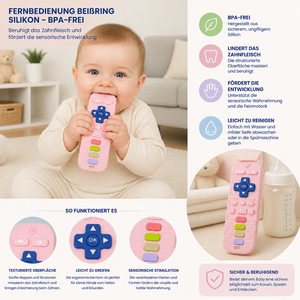 Baby-Beißring in Fernbedienungsform aus Silikon – BPA-freies sensorisches Kauspielzeug