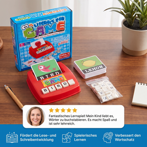 Interaktives Rechtschreib- und Wortzuordnungsspiel – Lernspielzeug zur Lese- und Schreibförderung für Vorschulkinder mit Bildkarten und Buchstabenplättchen