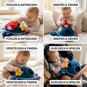 Montessori Schildkröten Entdecker-Spielzeug – Weiches Sensorik-Stoffspiel für Babys