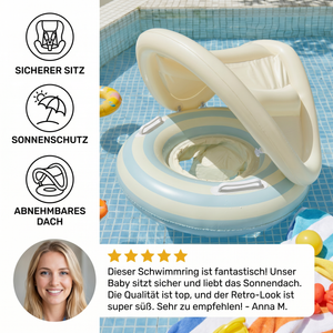Aufblasbarer Retro Lollipop Baby-Schwimmring mit abnehmbaren Sonnendach – Sicherer Sitz von 6–36 Monaten