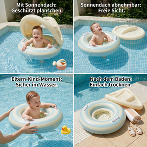 Aufblasbarer Retro Lollipop Baby-Schwimmring mit abnehmbaren Sonnendach – Sicherer Sitz von 6–36 Monaten