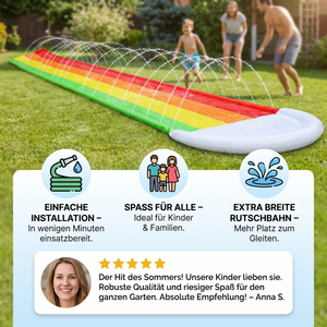 Regenbogen Wasserrutsche – Aufblasbare Outdoor Rutsche für Kinder & Familie
