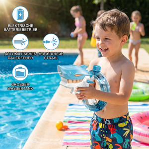 Elektrische Hai-Wasserpistole für Kinder – Vollautomatischer Wasserspaß für heiße Sommertage