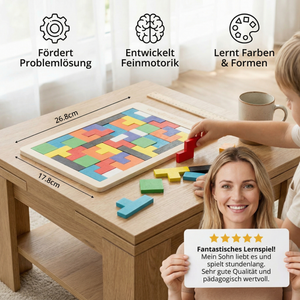 Pädagogisches Holz Tangram Puzzle – Farbenfrohes Montessori Lernspiel für Kinder