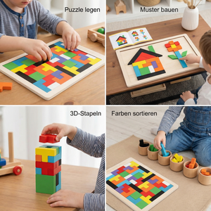 Pädagogisches Holz Tangram Puzzle – Farbenfrohes Montessori Lernspiel für Kinder