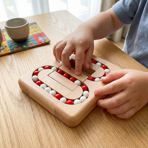 Handgemachtes Pädagogisches Drehbohnen-Fingerspiel – Holz-Denkspiel für Kinder