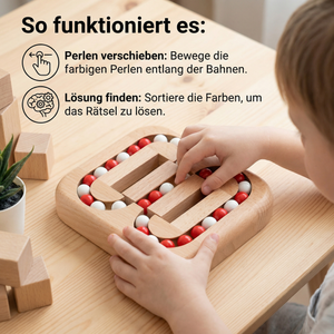 Handgemachtes Pädagogisches Drehbohnen-Fingerspiel – Holz-Denkspiel für Kinder
