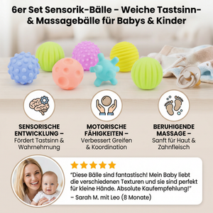 6er Set Sensorik-Bälle – Weiche Tastsinn- & Massagebälle für Babys & Kinder