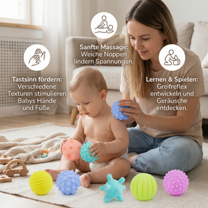 6er Set Sensorik-Bälle – Weiche Tastsinn- & Massagebälle für Babys & Kinder