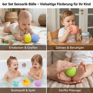 6er Set Sensorik-Bälle – Weiche Tastsinn- & Massagebälle für Babys & Kinder