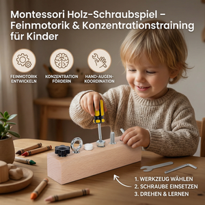 Montessori Holz-Schraubspiel – Feinmotorik & Konzentrationstraining für Kinder
