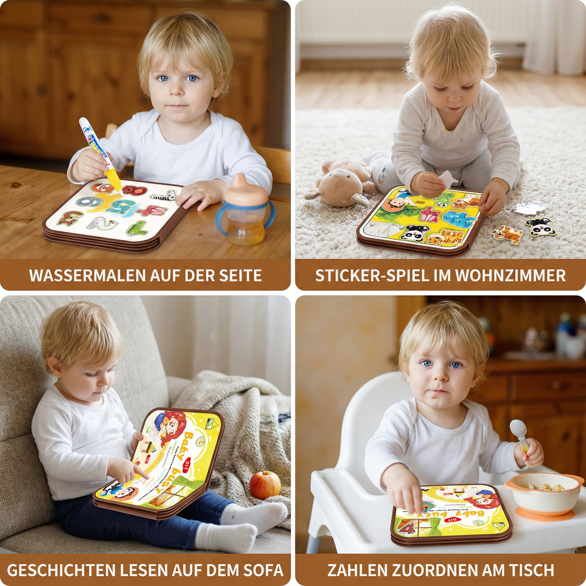 2in1 Magisches Montessori Geschichten Buch zum Wasser Malen und Spielen