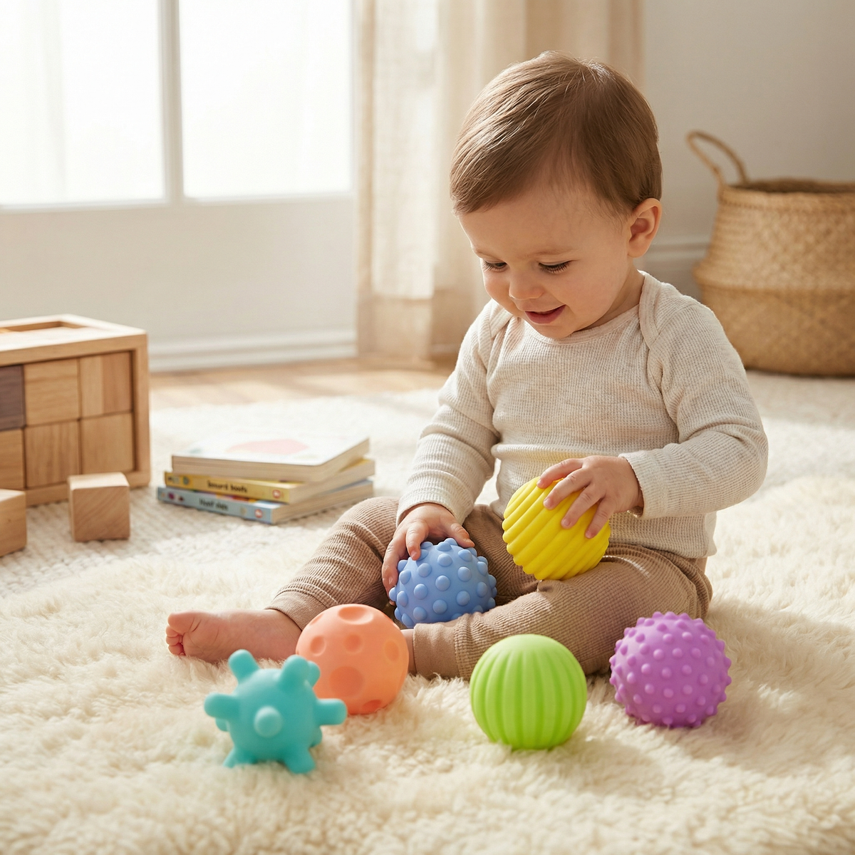 6er Set Sensorik-Bälle – Weiche Tastsinn- & Massagebälle für Babys & Kinder