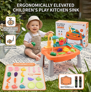 Ergonomisch Erhöhte Kinder-Spielküche mit elektrischer Wasserfunktion