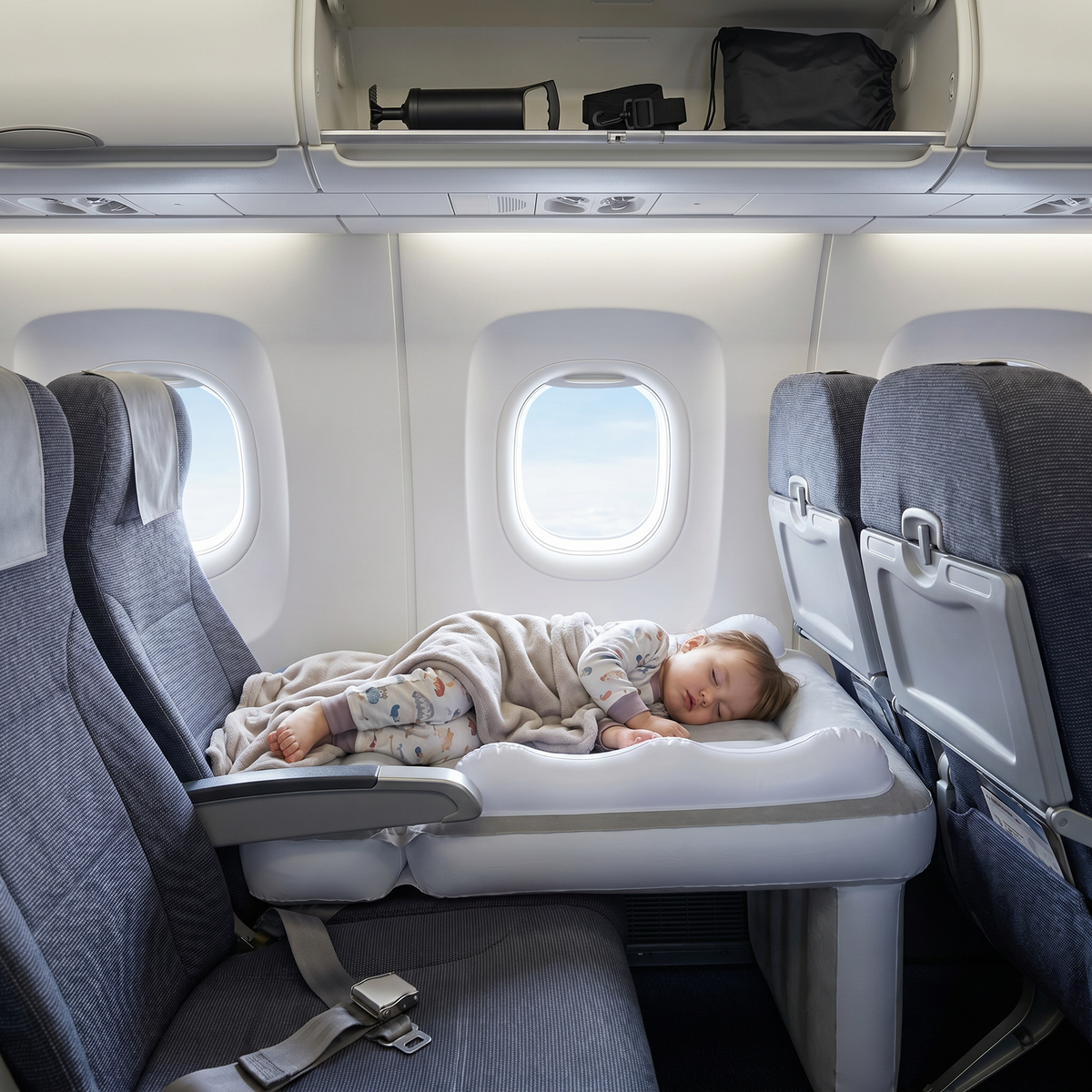 Aufblasbares Kleinkind-Reisebett mit Sitzverlängerung für Flugzeug und Auto