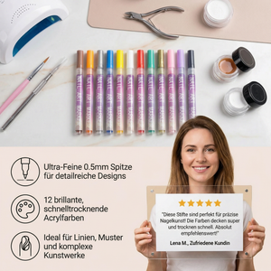 Nail Art Marker Set mit Präzisionsspitze – Acrylmalstifte für feine Nageldesigns
