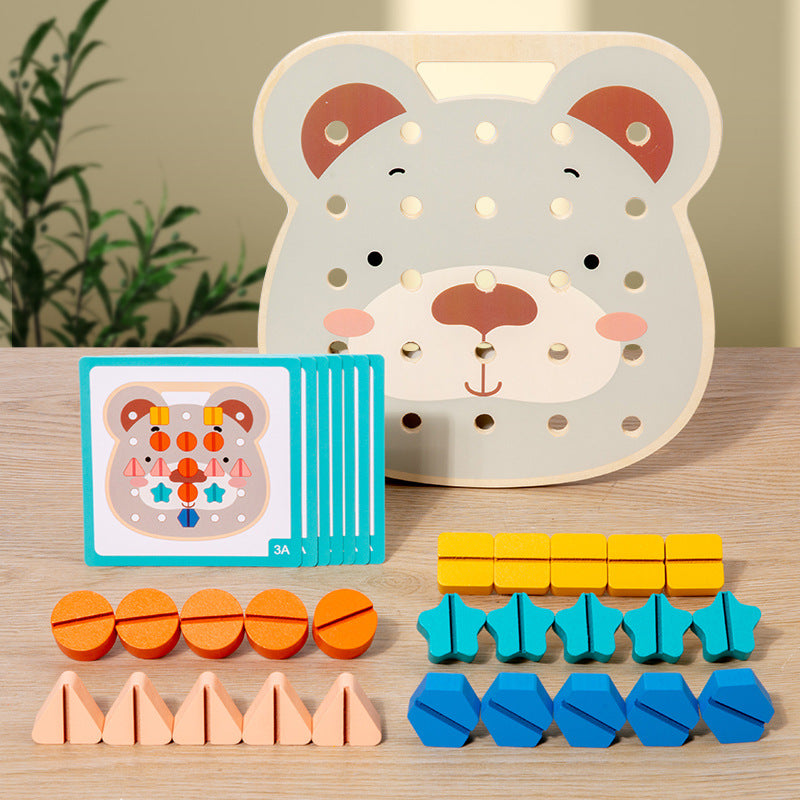 Montessori Farbenschrauben Bärenplatte für Kleine Handwerker